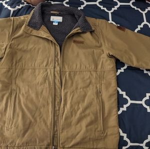 Tan fleece lined Columbia men's jacket. Size Large Tall.
